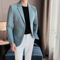 Mens Simple Sophisticated Casual Single-Breasted Two-Button Suit