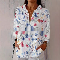 Digital Printing Women's Fashion Plus Size Lapel Long Sleeve Shirt