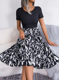 Women  Casual Leopard Print Ruffle Midi Dress
