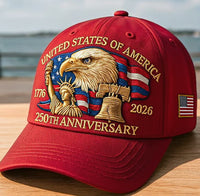 Embroidered American Eagle Head Baseball Cap - America 250th Anniversary Commemorative Design - Cotton Blend Adjustable Snapback Hat For Men And Women