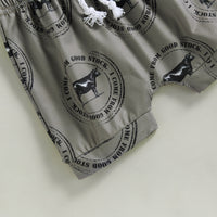 Boys' Printed Letters Round Neck Short Sleeve Shorts Suit