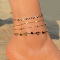 Personality Retro Love Butterfly Pearl Chain Multi-layer Anklet Set Of Ornaments