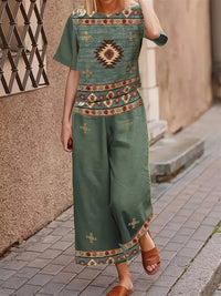 Casual Fashionable Loose-fitting Short-sleeve Crew-neck T-shirt And Pants Set