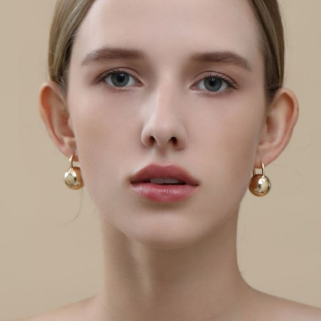 Round Ball Ear Clip Brass Gold Plated European And American Style