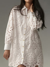 Casual Daily Solid Color Hollow Buckle Lapel Shirt