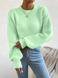 Round Neck Small Turtleneck Drop-shoulder Knitted Pullover