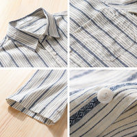 Striped Minimalist Short Sleeve Shirt Beach Casual