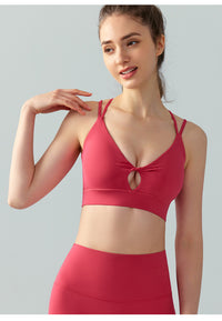 Women's Double Shoulder Strap Yoga Vest Breathable Chest Pad Sports Bra Top