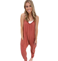 4-color Jumpsuit Summer Sling Backless Pocket Women