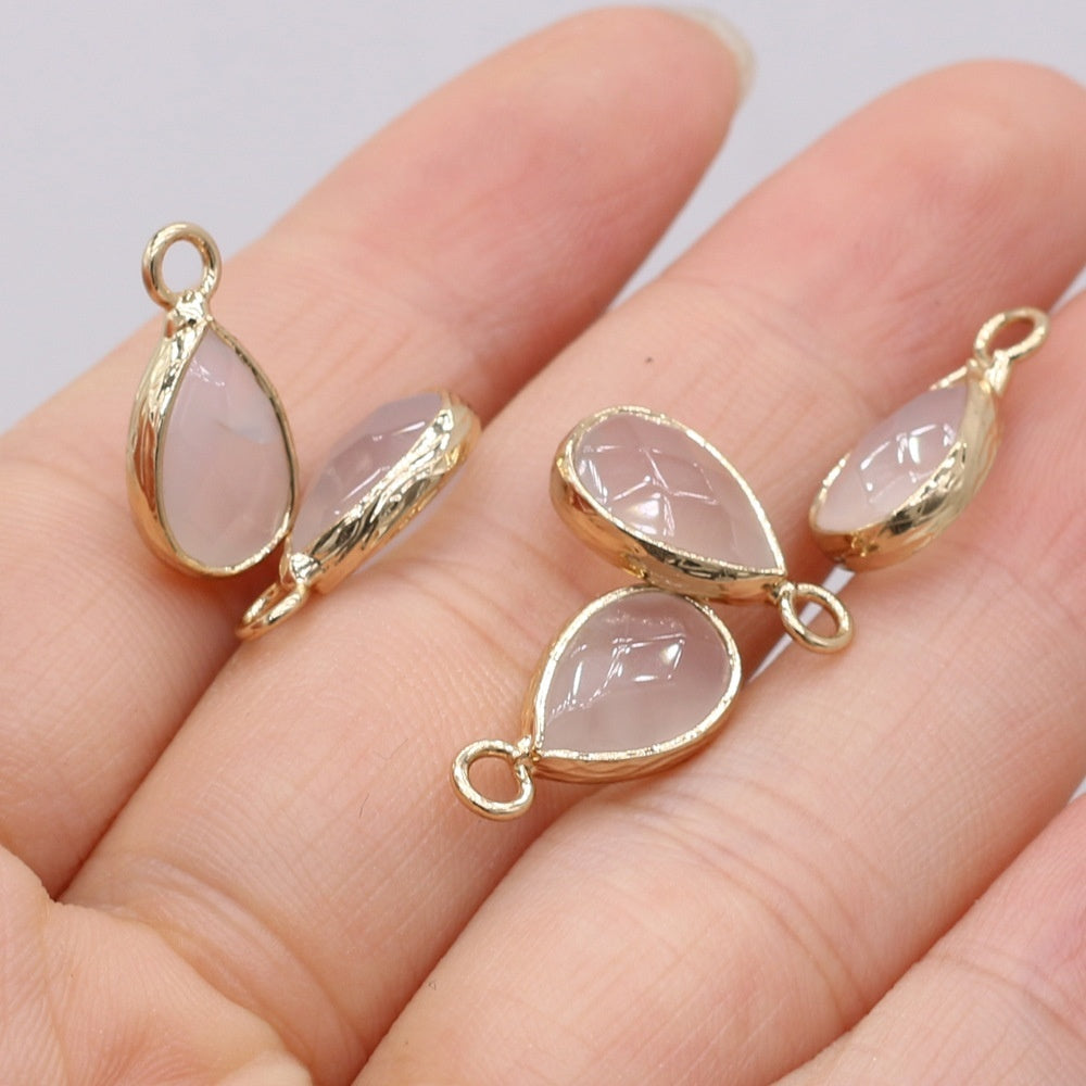 Natural Stone Drop-shaped Gold-plated Edge Pendant