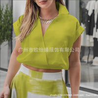 Women's Solid-Colored Sleeveless Cotton-Linen V-Neck Top