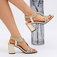 Women's Round Toe Bohemian Chunky Heel Sandals