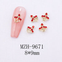 Glass New Year Nail Ornament Red Bow Accessories