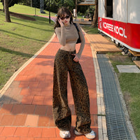Coffee-brown Leopard-print Skinny Jeans That Slim The