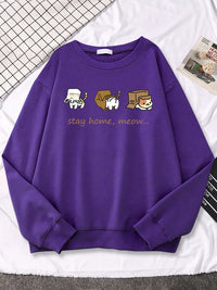 Three Mini Cat Animal Stay Home Sweater