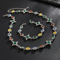 Mens New Colorful Gemstone Cross And Star Set Accessories Necklace