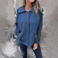 Casual Polo Collar Fashion Pocket Cuff Stitching Jacket Coat