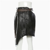 Leather Coat With Rope Suit Skirt