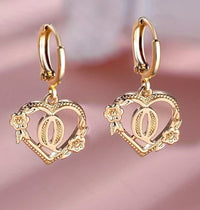 European And American Golden Heart-shaped Letter Earrings