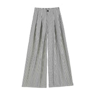 High-waisted Relaxed-fit Slim-fabric Casual Striped Straight-leg Pants