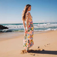 Fashionable Printed Casual Resort-Style Linen Dress