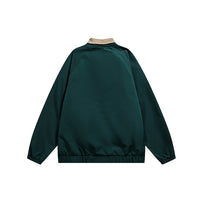 Men's Solid Color Simple Letter Printing Lapel Jacket Trendy Campus Youth Coat