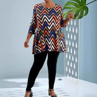 New Best-selling Casual Printed Plus-size Loose-fitting Crew-neck Top