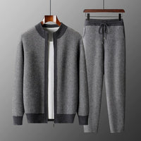 Mens Winter Pure Wool Sweater Half-Neck Zip-Up Cardigan With Thicker Outer Layer