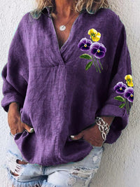Womens American-style Digitally Printed Linen Shirt
