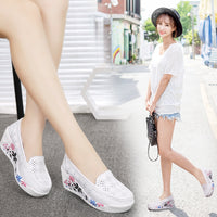 Hollow Leather Floral Women's Single Shoes Leather Nurse Platform Shoes