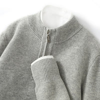 Men's Mid-length Zip-up Honeycomb-knit Thickened Sweater