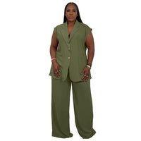 Women's V-Neck Sleeveless Fashionable Casual Two-Piece Set