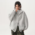 Womens Relaxed-fit American-style Hooded Cardigan With A Stand-up Collar
