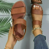 Female Plus Size Buckle Flat Round-toe Sandles