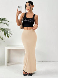Women's High-Waisted Solid-Color Tight Casual Skirt