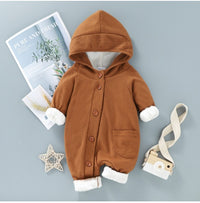 Boys' Overall Autumn And Winter Button Hooded