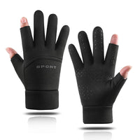 Touch Screen Plush Thickened Warm Windproof Anti-skid Waterproof Outdoor Riding Gloves