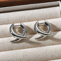 Unique Personality Advanced Metal Copper White Gold Plated Cross Ear Ring