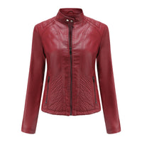 Simple European And American Trend Thin Coat Long Sleeve Motorcycle Jacket Women