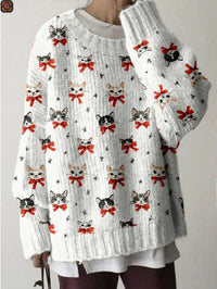 Womens Printed Crew-neck Loose-fitting Sweatshirt With A Soft Feel