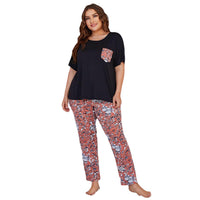 Women's Fashion Short Sleeve Printed Pants Loungewear Set