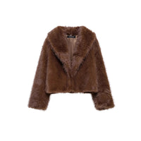 Retro Lapels Mink-like Artificial Fur Effect Short Coat