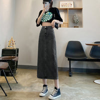 Female Casual Mid Length High Waist Slimming A-line Skirt