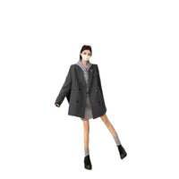 Plus Size Retro Woolen Coat Dress Suit