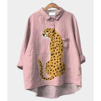 Women's Summer Loose Casual Graffiti Printing Long Sleeve Shirt