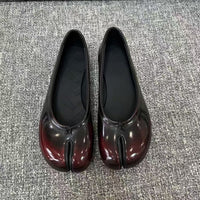 Genuine Leather Retro Split Toe Tabi Shoes Slip-on