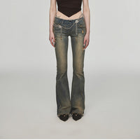 Vintage Washed Distressed Straight Leg Jeans