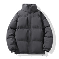 Solid Color Down Coat Couple Stand-up Collar Cotton-padded Coat