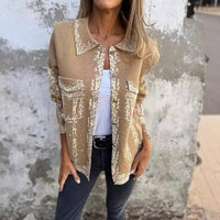 Lapel Variegated Metal Buckle Knitted Coat