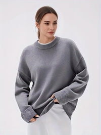 Loose Round Neck Solid Color Long-sleeved Thickened Sweater